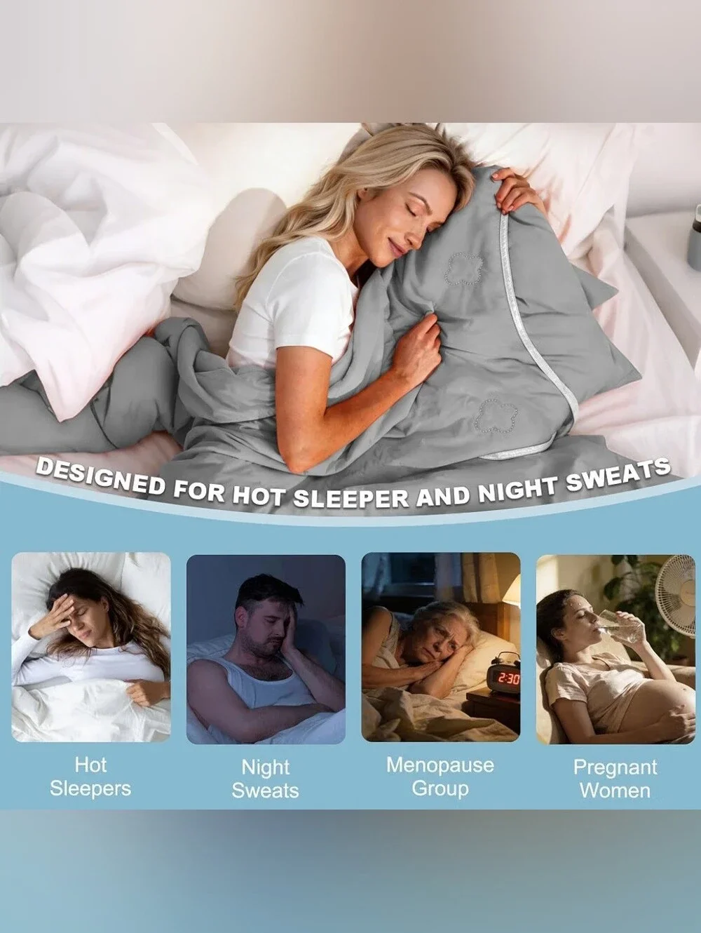 Cooling Blanket - Light Gray Cooling Bed Blanket